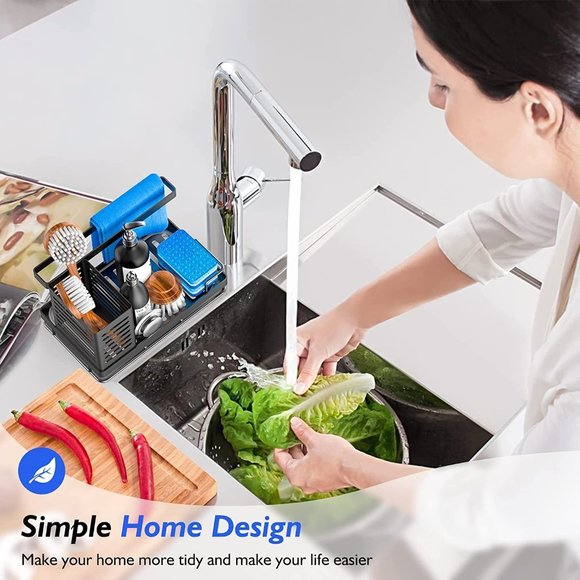 NEW Sink Caddy with Brush Holder with Removable Drain Tray for Sponge - Picture 6 of 12